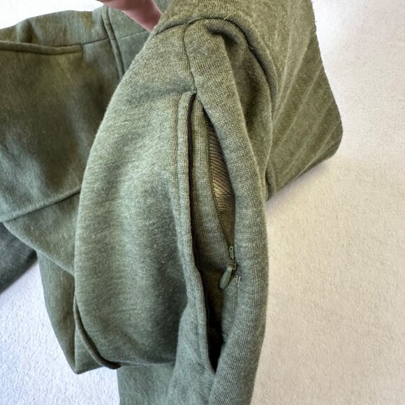 Proto101 Womens High Waist Wide Leg Cropped French Terry Pants Size L Green - Picture 6 of 11